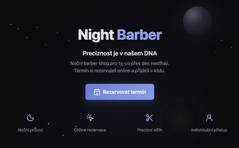 Náhled webu Night Barber